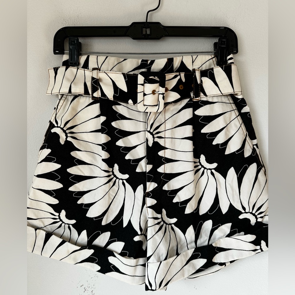 FARM Rio Black and White High Waist Shorts